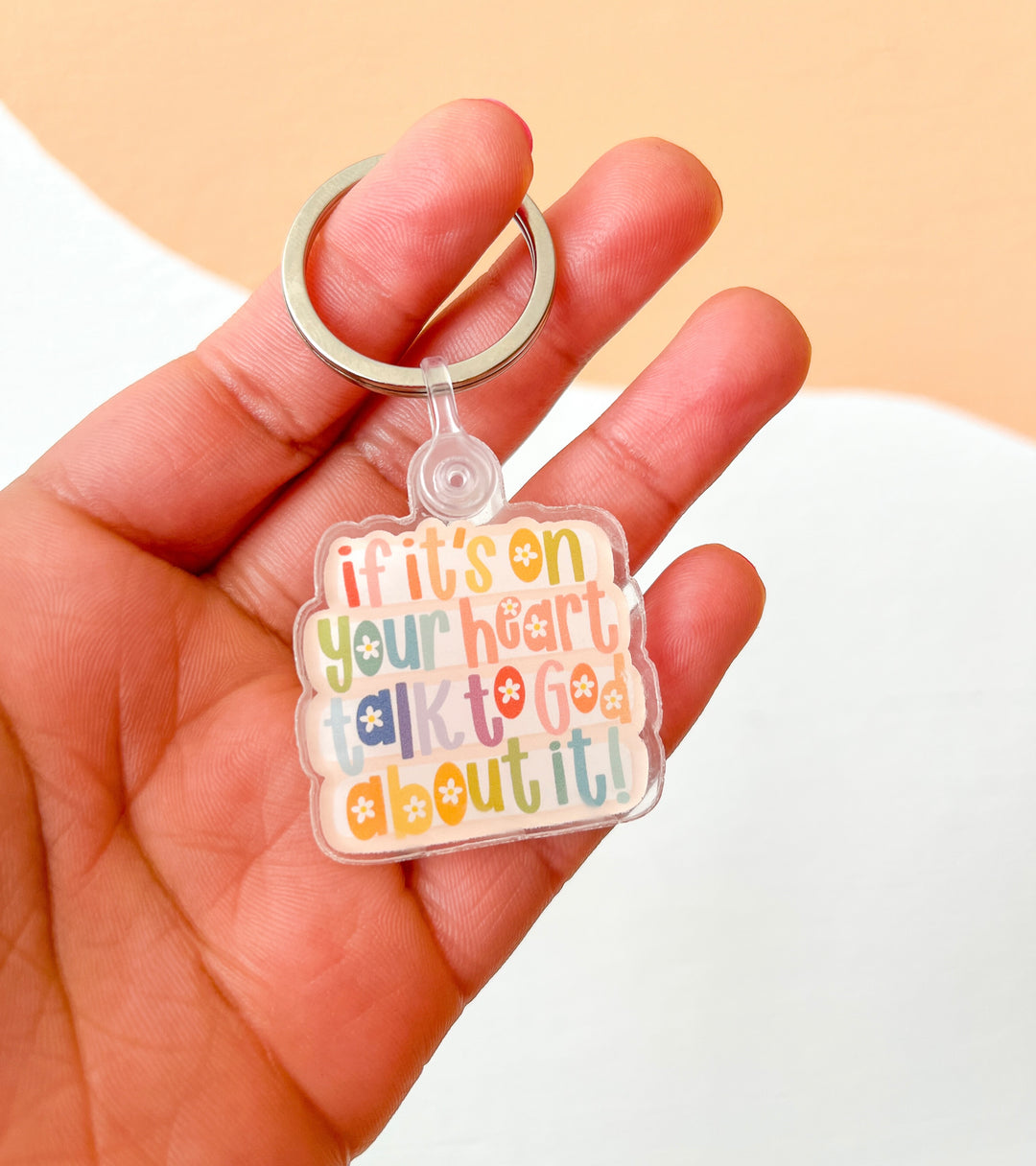 Talk to God Floral Keychain